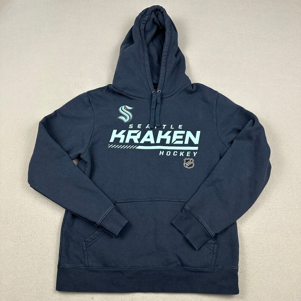 Seattle Kraken Hoodie Men Medium Blue Solid Fanatics Pullover Authentic Pro NHL